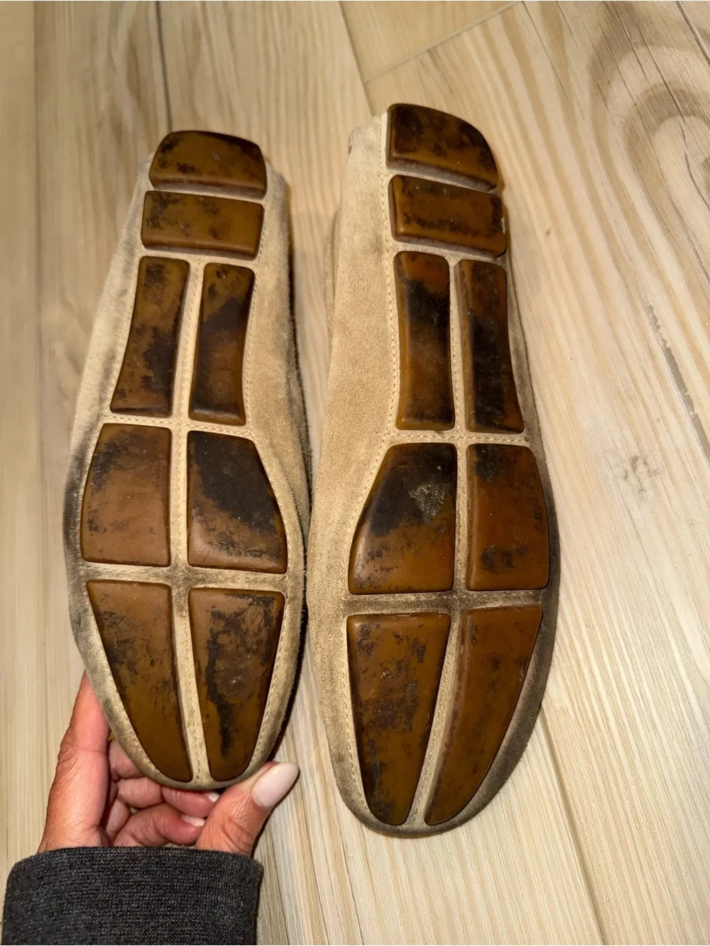 Prada Beige Suede Bow Moccasin Loafers
